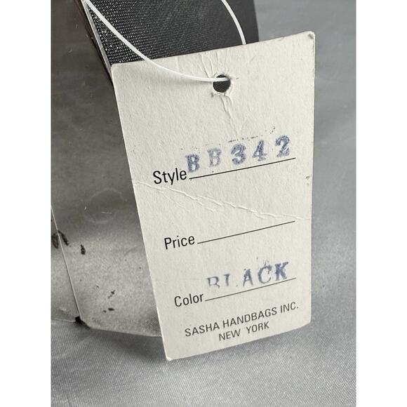 Vintage SASHA Box Purse Art Deco Black Silver Handle Rhinestone NWT - Picture 8 of 13